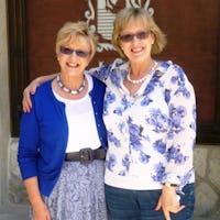 Anne & Liz outside restaurant Anne & Liz outside restaurant