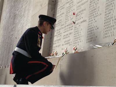 Ypres Soldier at Memorial Stone, Ypres